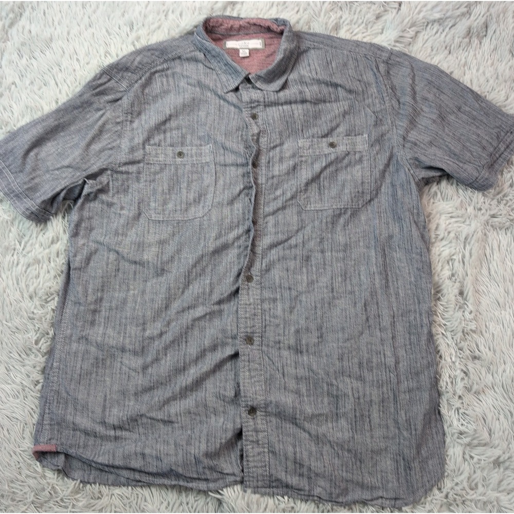 PD & C Shirt Mens XL Gray Button Up Pockets Comfort Casual Stretch